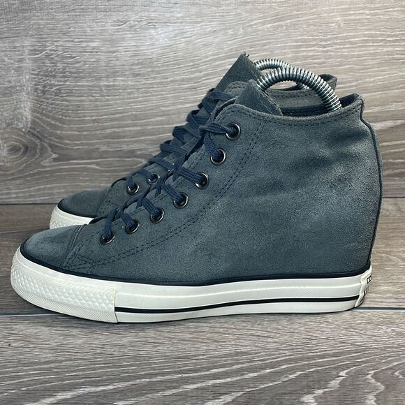 Converse CT All-Star Lux Gray Blue Leather Women’s Sz 8 Hidden Wedge Sneakers - Picture 4 of 12